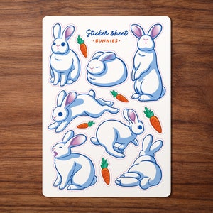 Stickerbogen "Kaninchen" | Hasen Bullet Journal Sticker | Kaninchen Scrapbooking | Kaninchen Schreibwaren Aufkleber | Kaninchen Liebhaber