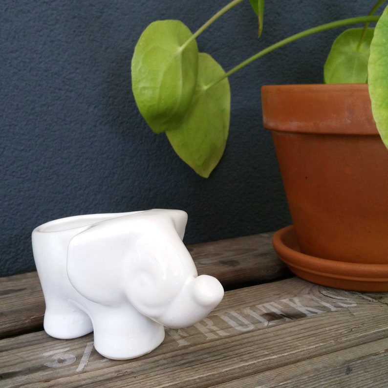 Elephants Vintage home decor Plants Urban Jungle Plant friends Vintage Elephant Planter Animal Planter White Ceramics