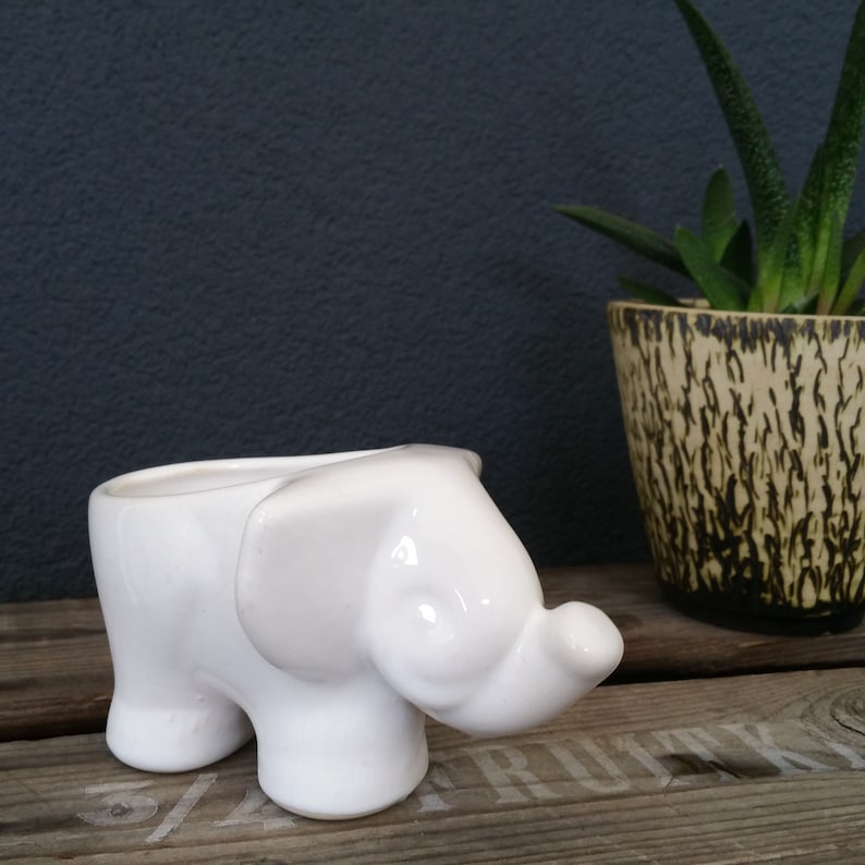 Elephants Vintage home decor Plants Urban Jungle Plant friends Vintage Elephant Planter Animal Planter White Ceramics