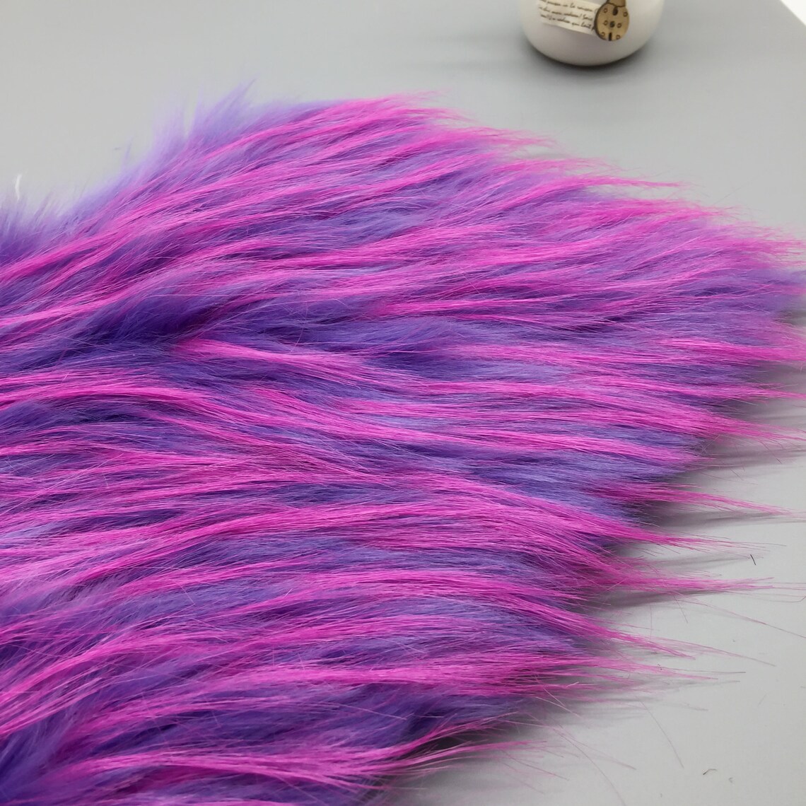 Purple Pink Jacquard Long Pile Furry Faux Raccoon Furhigh - Etsy