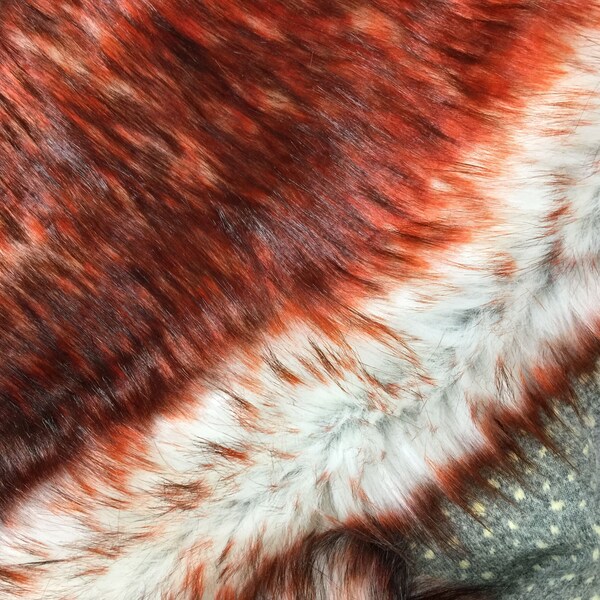 Amber Orange Mix White Color, Long Pile Furry Faux Raccoon Fur, Fourrure moelleuse haute densité pour faire pantoufle Slider, Pompon, Fourniture d’artisanat, Costume