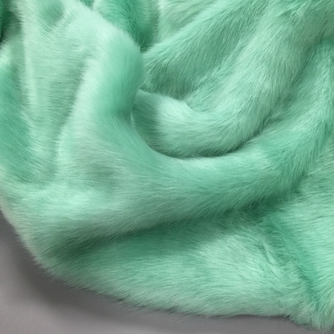 Mint Green Long Pile Fluffy Faux Fur for Down Etsy