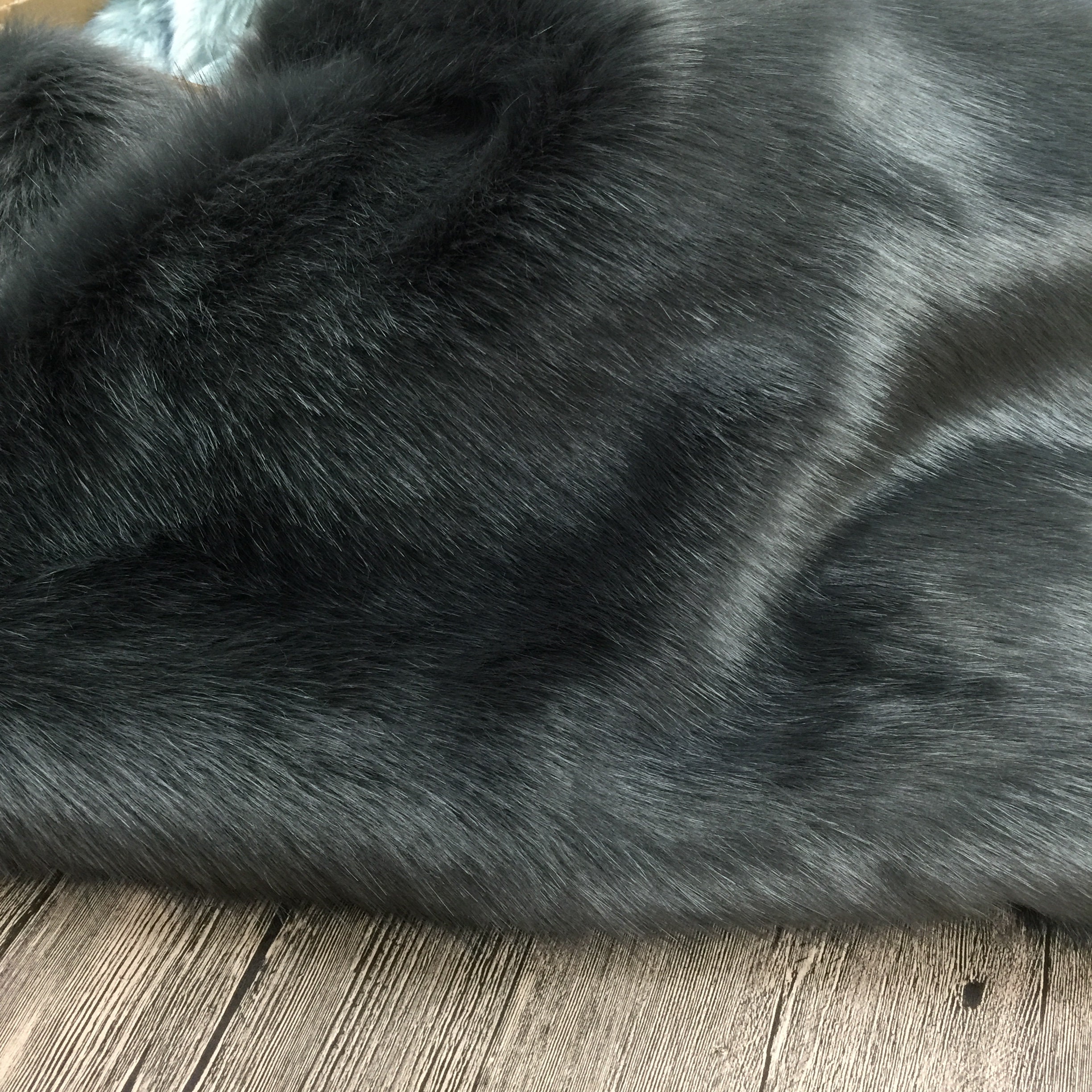 Low priced fake fur fabric by the meter, long hair, dark grey - YF360TT  Dk.Grey 