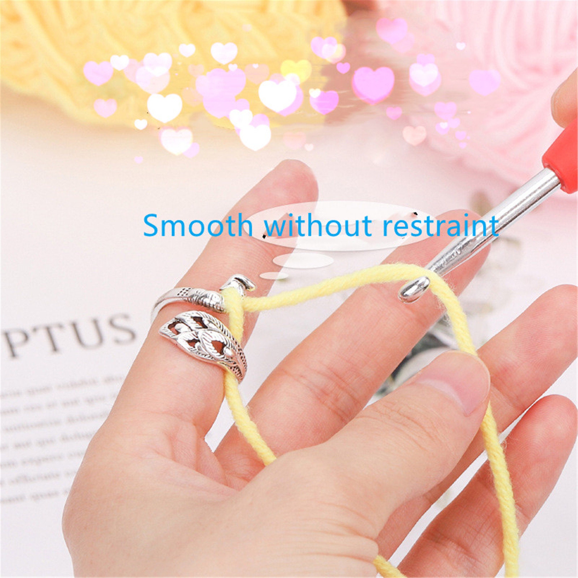EXCEART 6pcs Lead Coil Yarn Crochet Yarn Guide Ring Finger Knitting Ring  Crochet Finger Ring Peacock Ring Jewelry Yarn Tension Ring Knitting Loop
