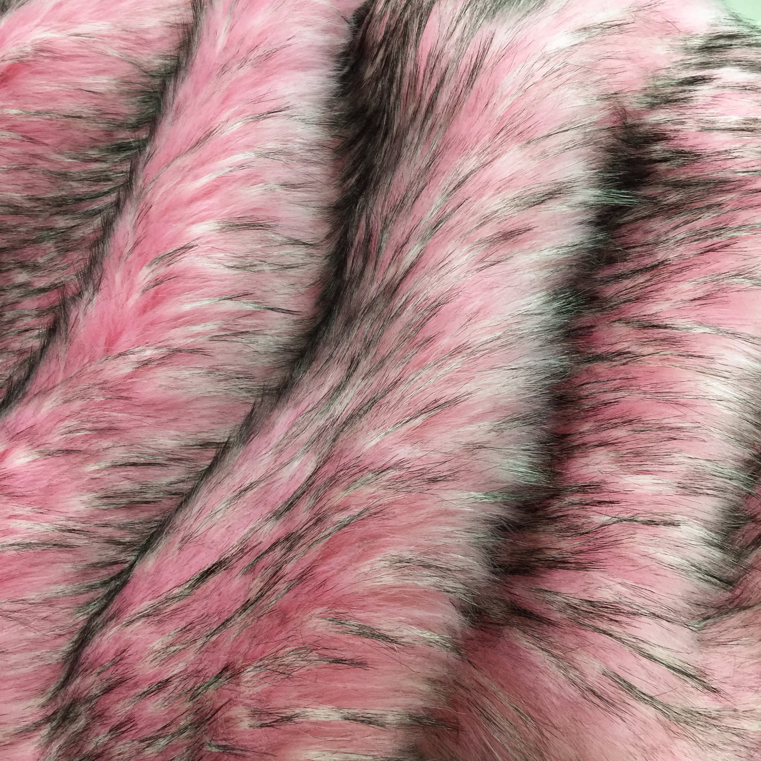 Fab Faux Fur Pom Poms in Pink - Black Tip at Fabulous Yarn