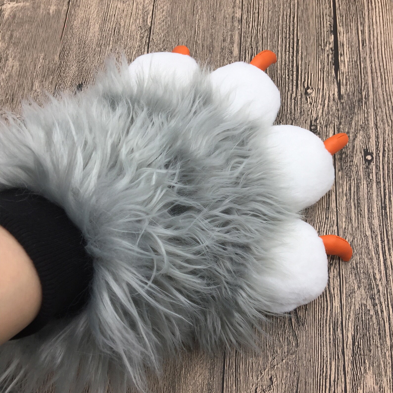 Grey Color Big Size Fursuit Paws Fluffy Furry Handpaws | Etsy