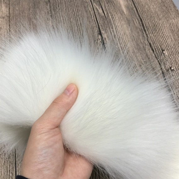 2 Yards Decorative Pure White With Black Tip Faux Raccon Fur Ribbon Trim,  Faux Fur Stripe, Furry Crafts Sold by Yard,suitable for Apparel 