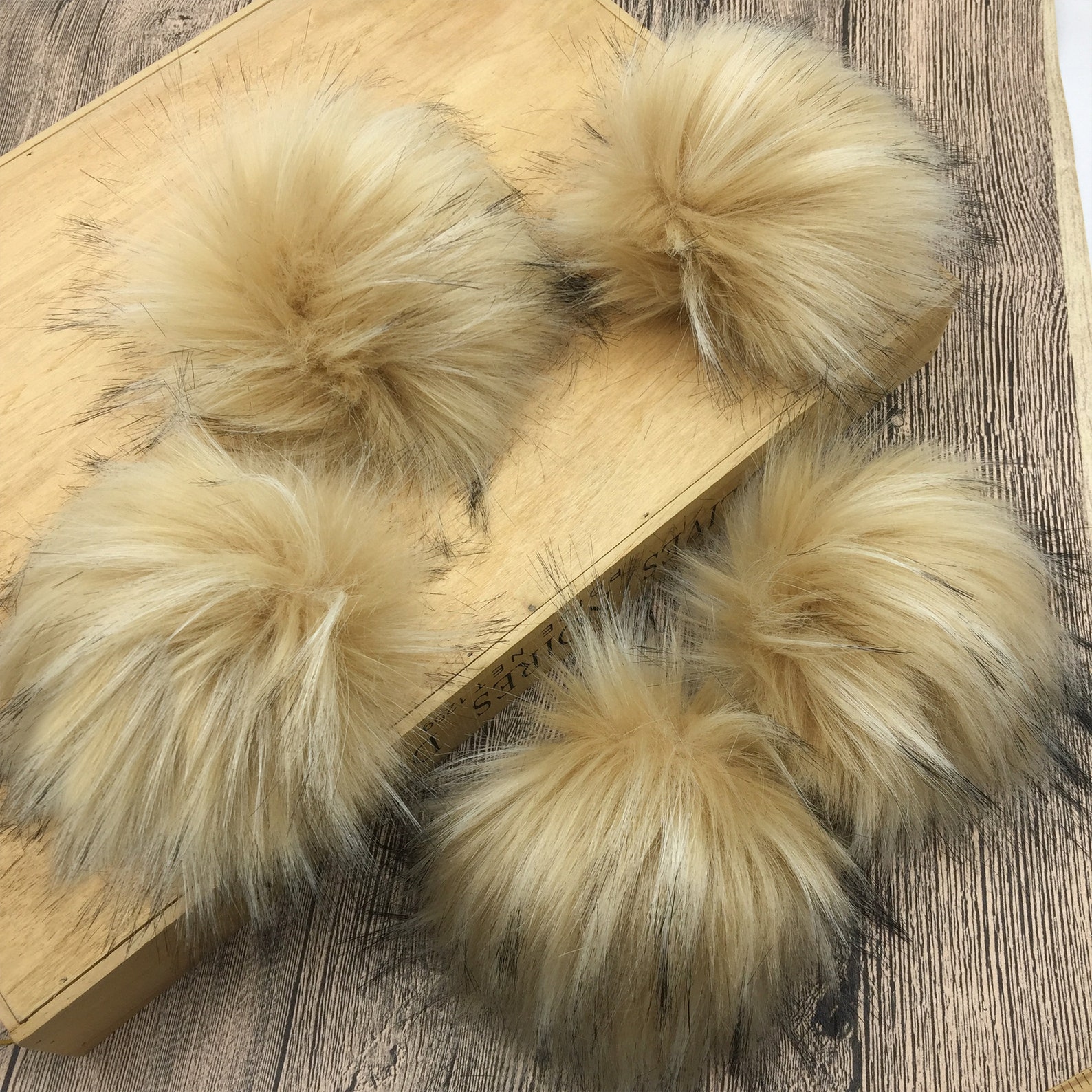5 Pieces Natural Grey Faux Fur Pom Poms Colorful Furry Vegan Etsy