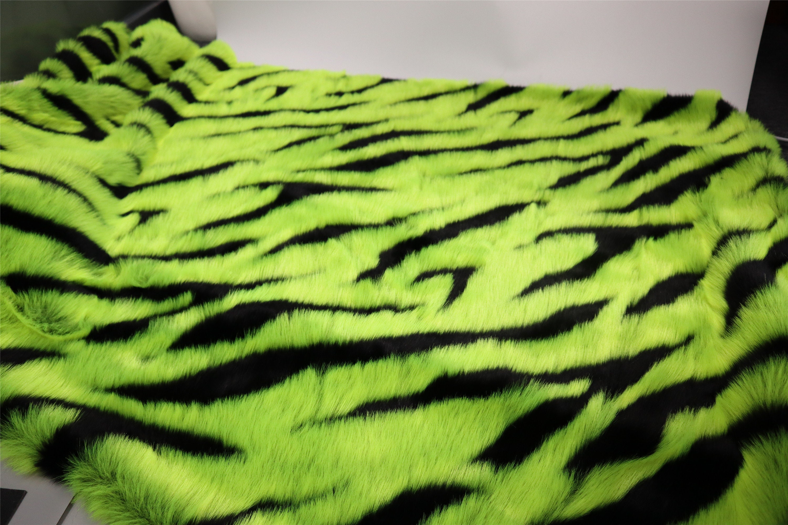 neon green fuzzy jacket