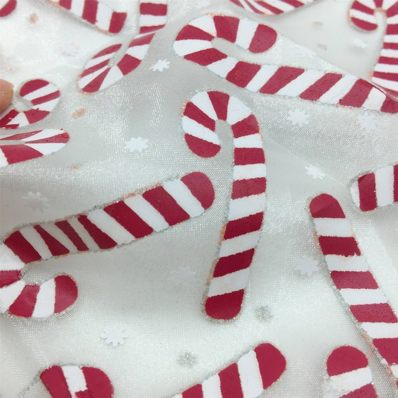 Candy Canes FabricCrutch Print Christmas FabricMesh Etsy