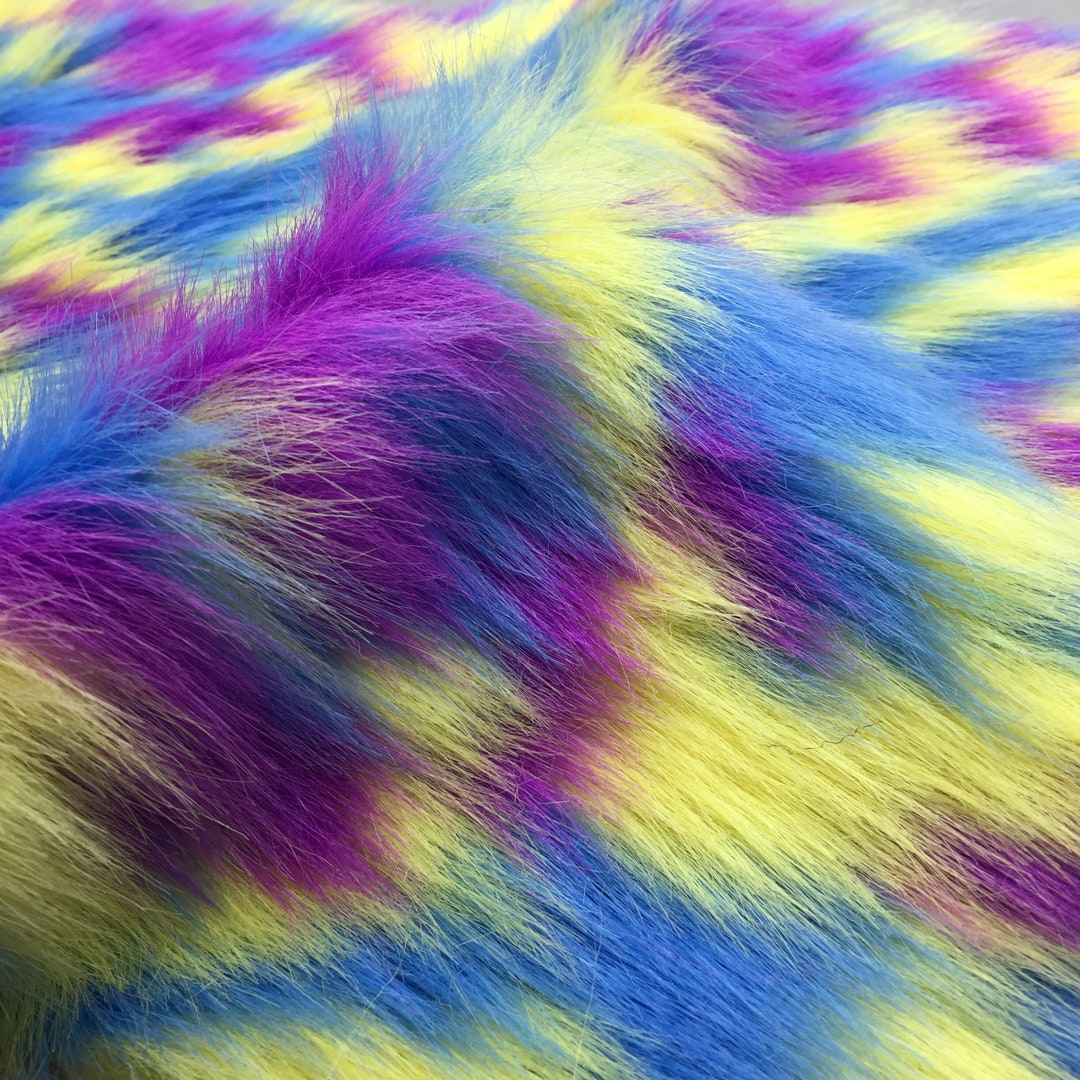 Three Tone Mixed Colorlong Pile Shaggy Soft Faux Fur Fabric - Etsy