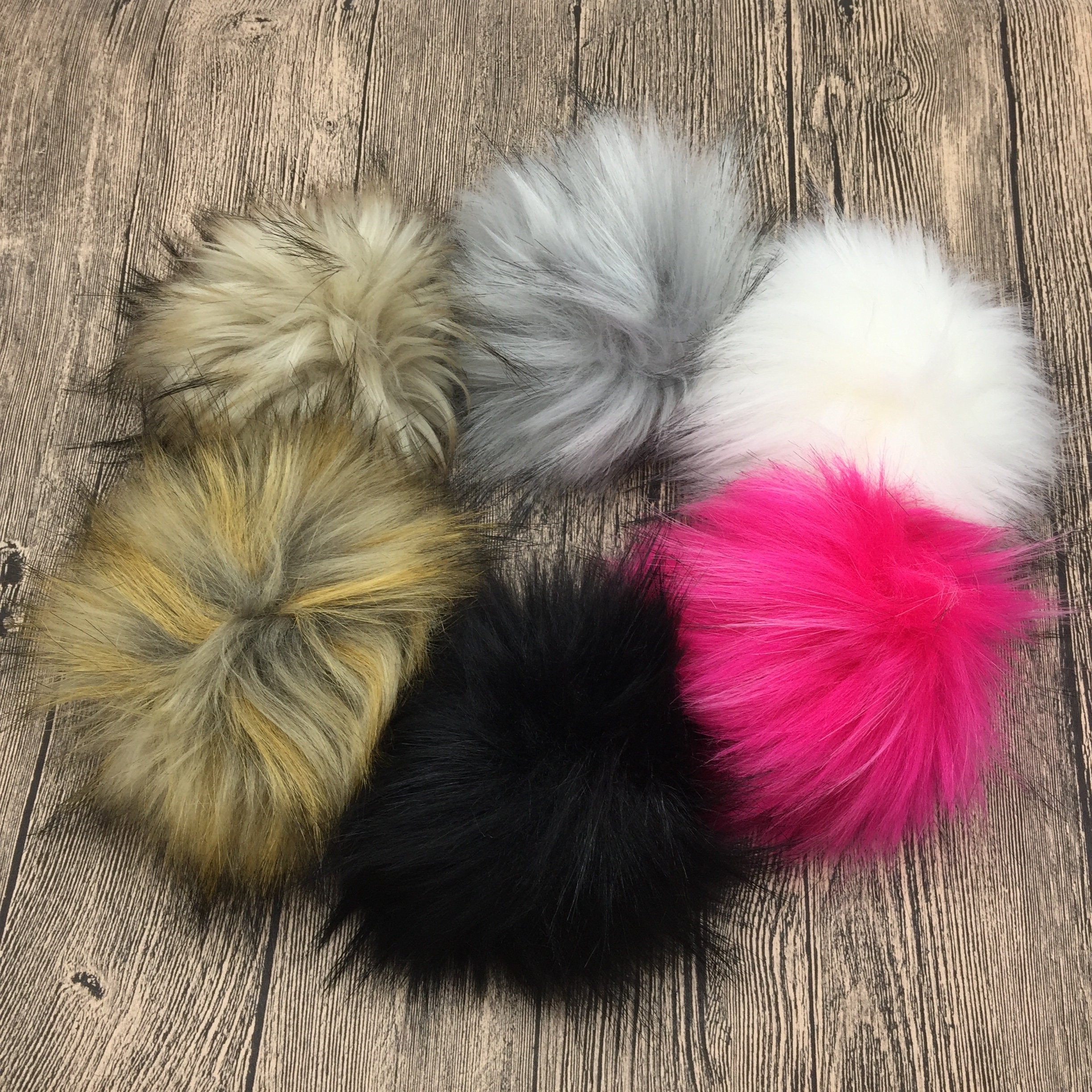 6 Pcs Fluffy Faux Fox Fur Pom Poms Popular Mix Colors Vegan Etsy