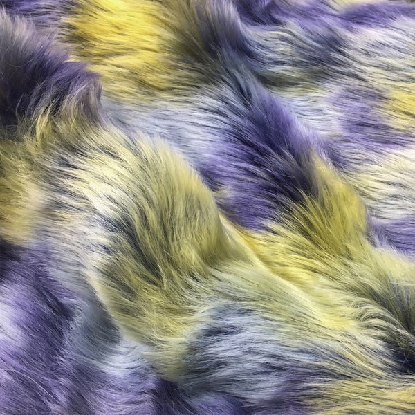 Unique Blue Yellow Purple Color Faux Fur Fabric Squares,Multi Sizes Cuts Patches,Glossy Fur for Craft Costumes Camera Floor Home Decoration