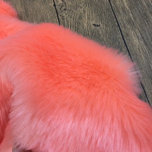 Light Coral Ultra Soft Faux Rabbit Fur for Moccasins Slippers,Winter Boots,Shoes,Parka,Fursuit,Sofa,Throw Blanket,Couch Cover,Costume,Scarf