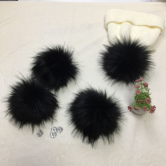 LARGE DETACHABLE COLOURED FAUX FUR POM POMS FOR HATS AND CLOTHES DIY  10/12CM