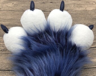 Accessories Gloves & Mittens Costume Gloves Fursuit Paws Fluffy Furry Handpaws Fursuits Partials Cosplay Costume Props Accessories White with Gradient Pink Finger Plum Red Pad Claws 