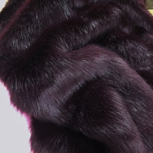 Deep Burgundy Long Pile Fluffy Faux Fur for Down Jacket,hoodie,scarf ...