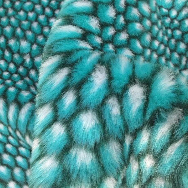 Dragon pattern Imitation Fur Ocean Blue Turtle Pattern Faux Fur Rabbit Hair Craft Fur Fake Fur Squares, Sold By The Yard Or Customer Size