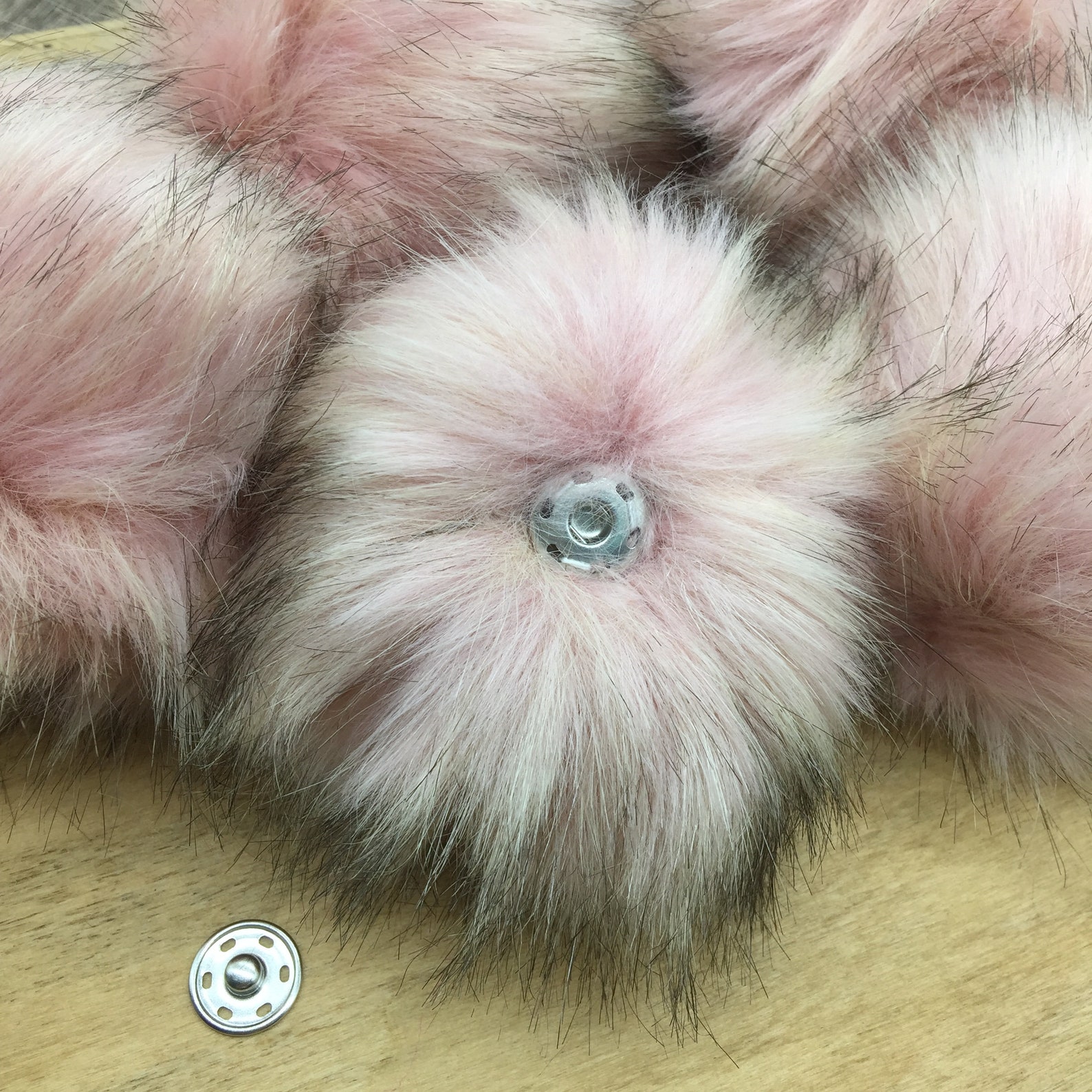 6 Pieces Light Pink Faux Fur Pom Poms Snap on Vegan Fur Etsy UK