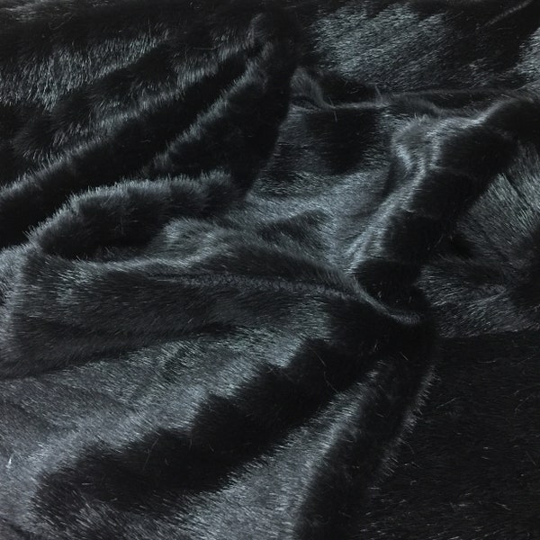 Full Black Luxury Furry Faux Mink Fur Fabric,Super Thin Soft Faux Fur Fabric for Costume,Cloth,Scarf,Hat,Pillow Case,Rugs,Winter Coats