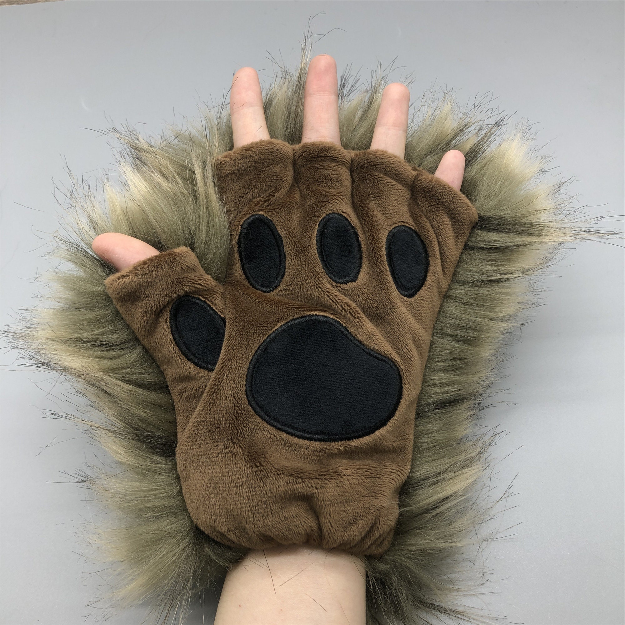 Fursuit Paws Fingerless Fur Gloves Cute Fluffy Furry Handpaws Etsy Canada