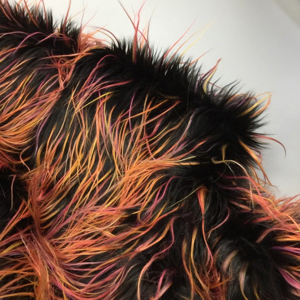 Two Tone Spikes Multi Color Decoration Super Long Pile Furry Faux Fur Fabric for Doll Hair,Costume Wig,Clothing,Accessories,Sold by the Yard