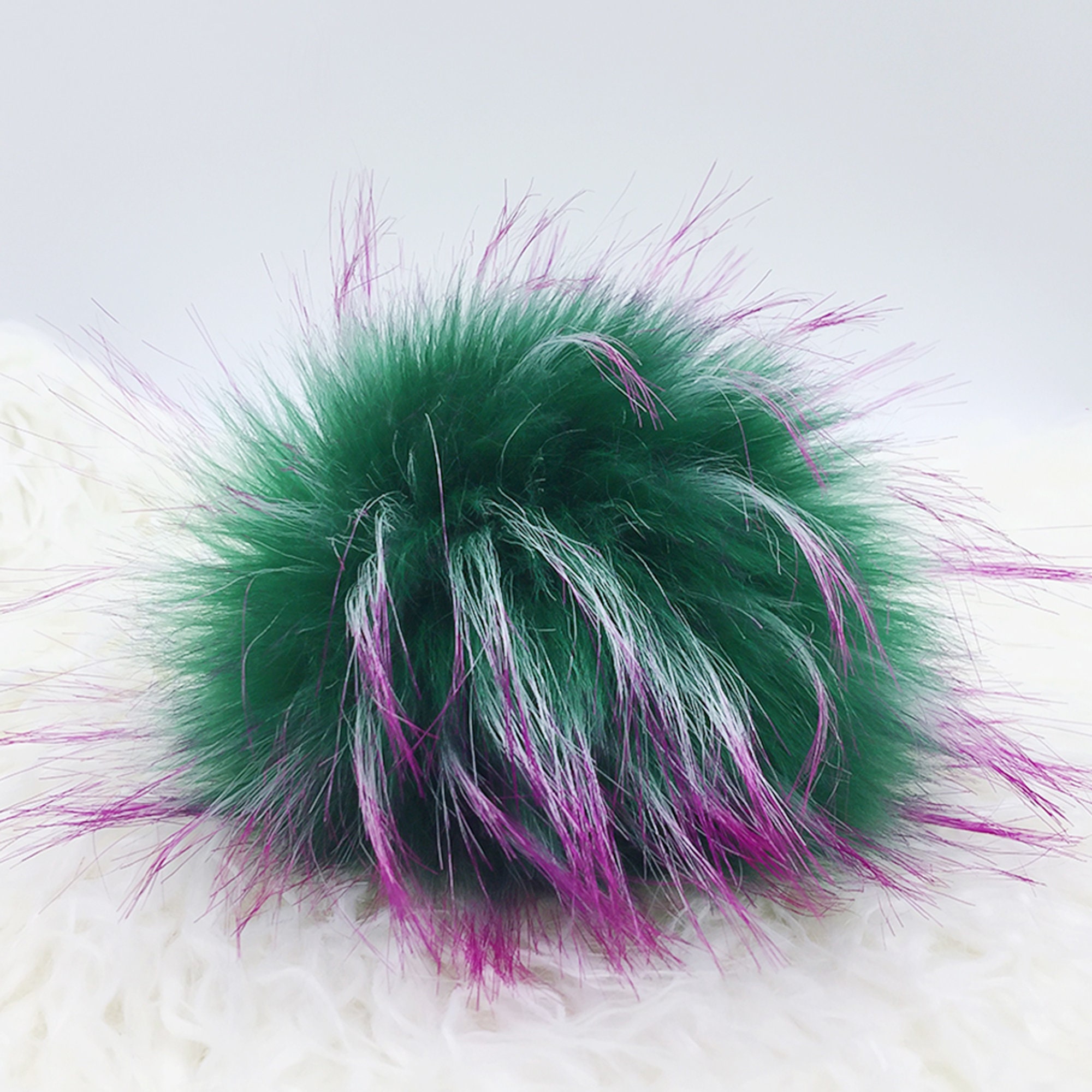 6Pcs Christmas Green Faux Fur Pom Poms with snap Etsy