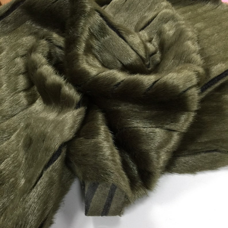 Olive Green Luxury Furry Faux Mink Fur FabricSuper Thin Soft Etsy