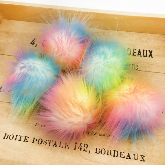 12 pcs 4 Inch DIY Faux Fox Fur Fluffy Pom Pom Ball- Faux Fox Fur Pom Poms  with Elastic Loop Removable Knitting Hat Accessories for Hats Shoes Scarves