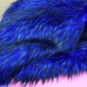 Royal Blue With Black Tiplong Pile Furry Faux Raccoon - Etsy
