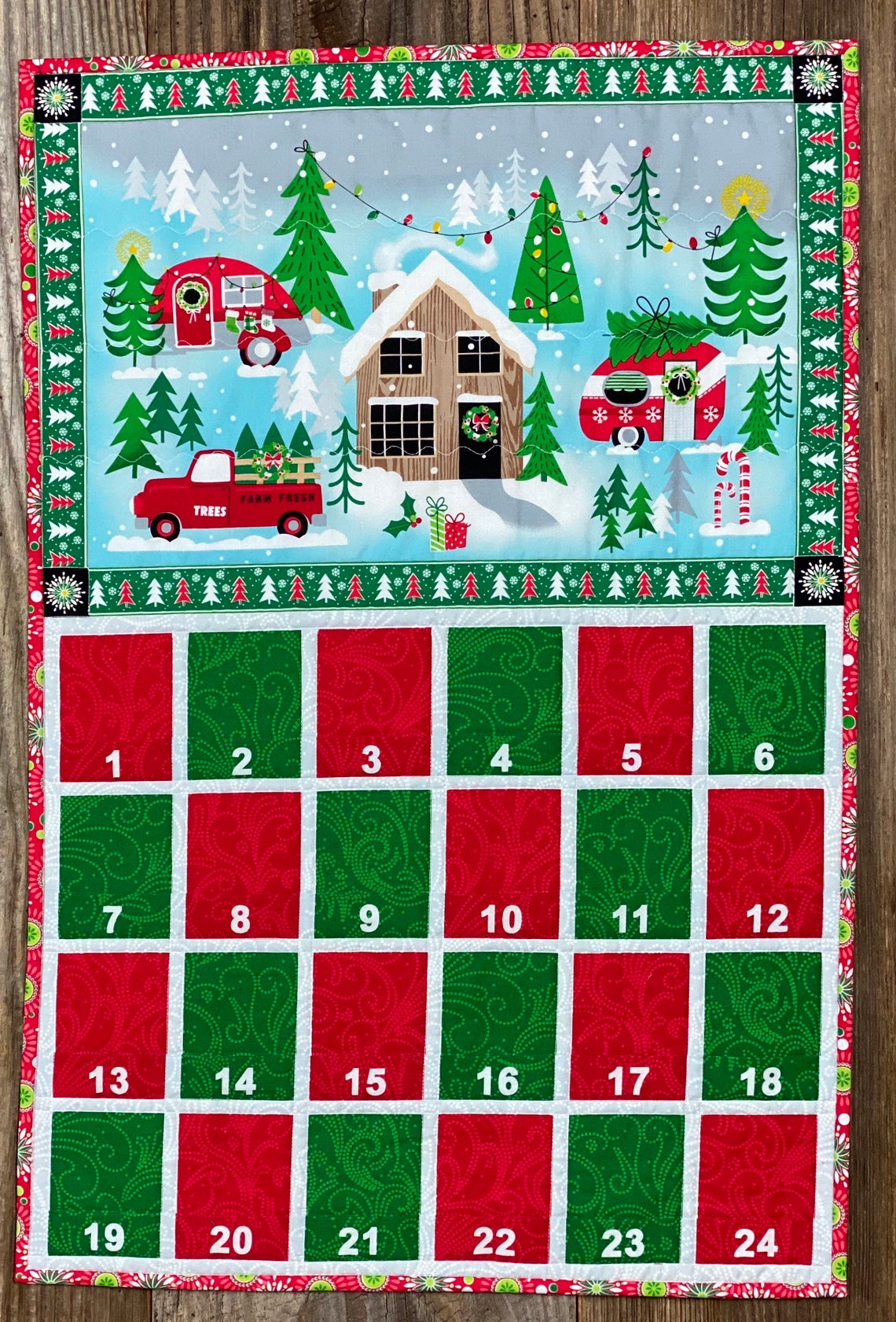 Cabin Advent Calendar With 24 Ornaments Camping Christmas Etsy