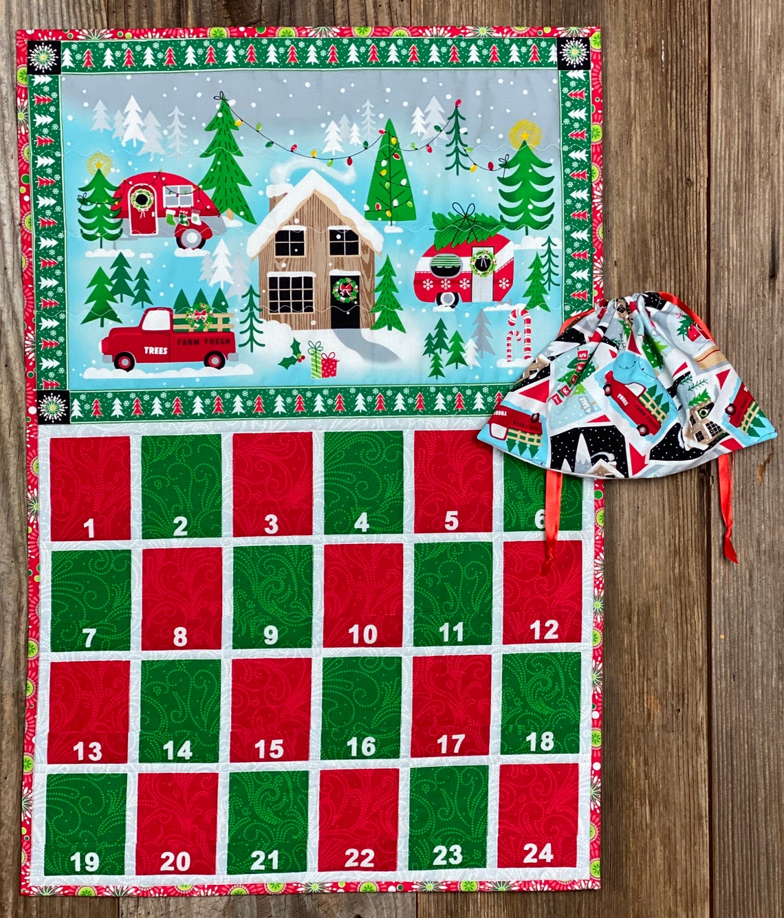 Cabin Advent Calendar With 24 Ornaments Camping Christmas Etsy