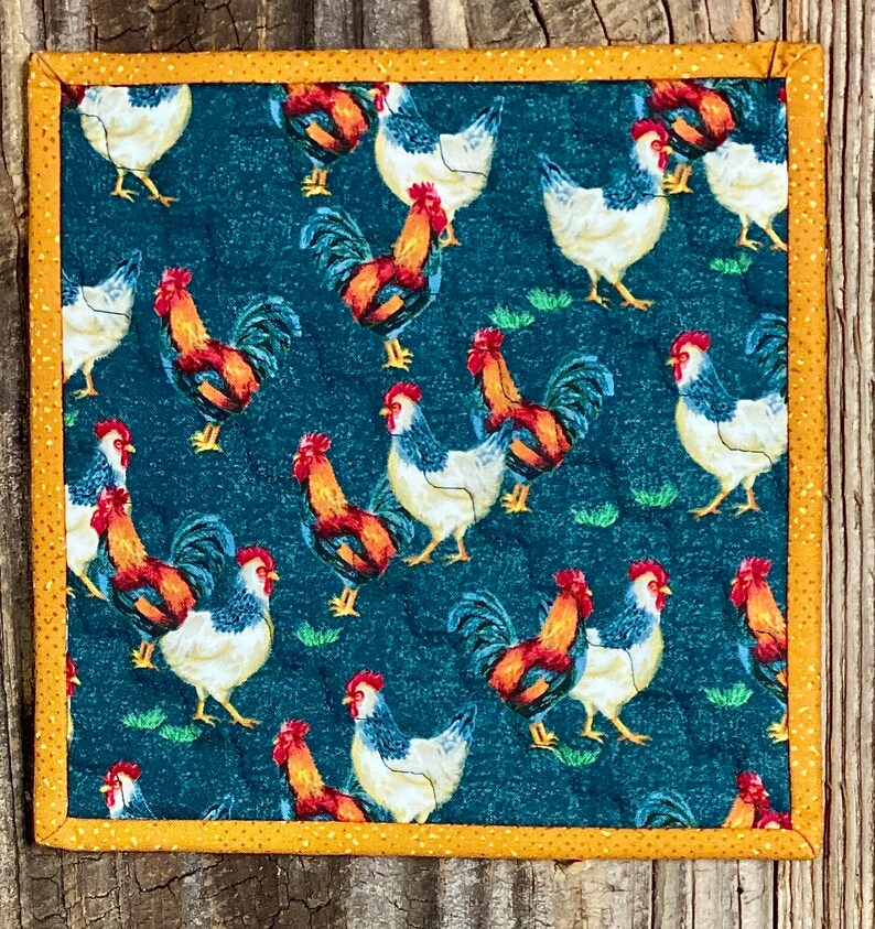 Quilted Farmhouse Pot Holders Chicken & Rooster Potholders Etsy