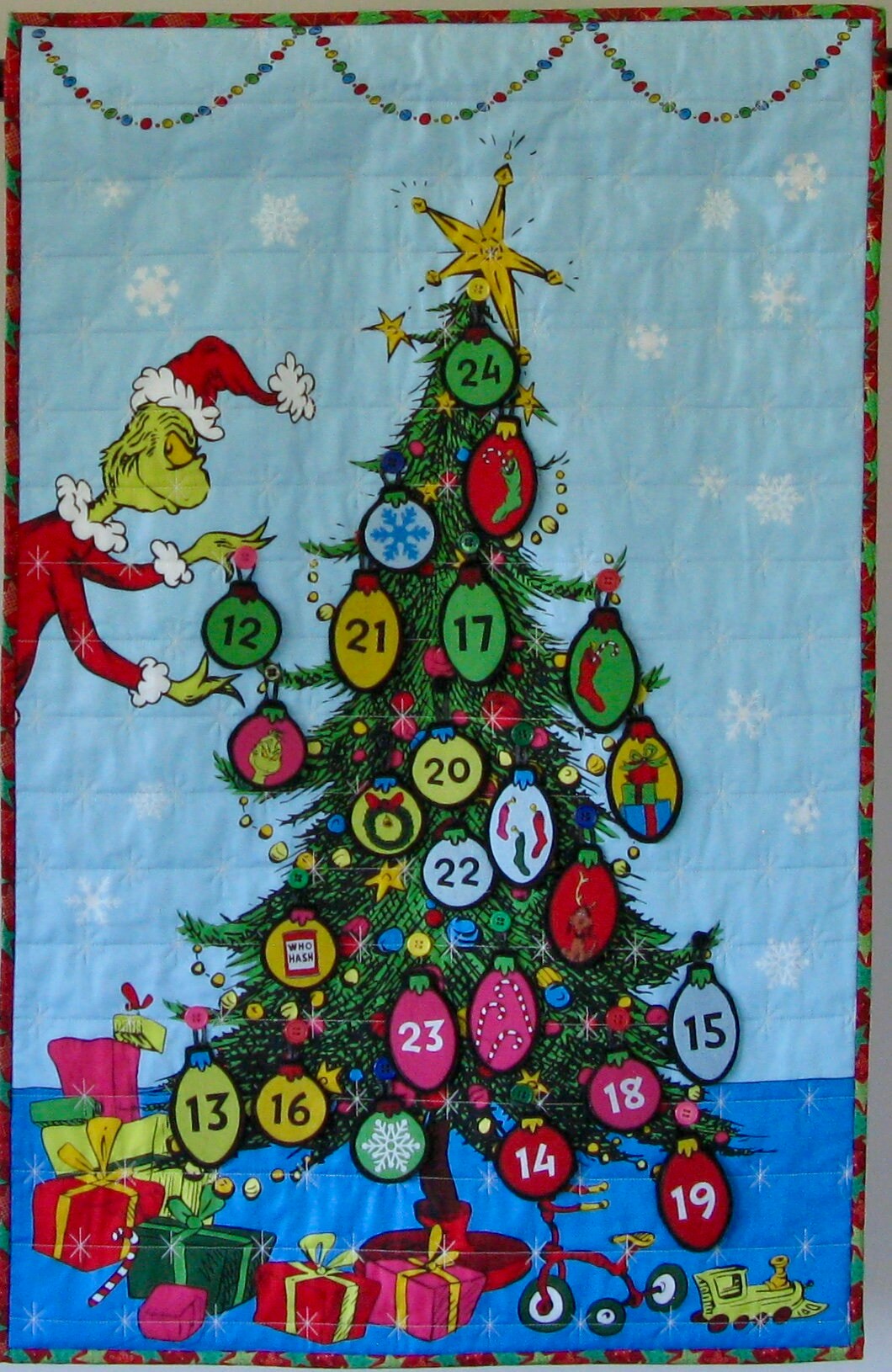 2022 Christmas Countdown Wooden Grinch 24 Days Advent Calendar Xmas 