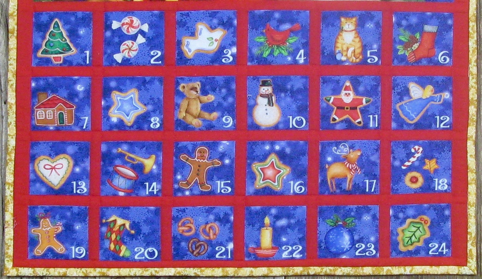 Santa Advent Calendar W/ Ornament Christmas Fabric Countdown Etsy