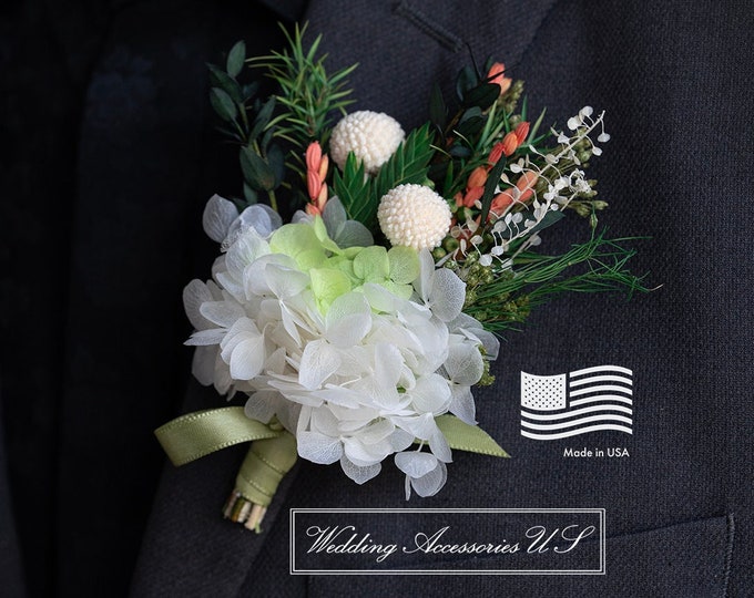 Sage Green Boutonniere, Sage Green Wedding, Grooms Boutonniere, Wedding