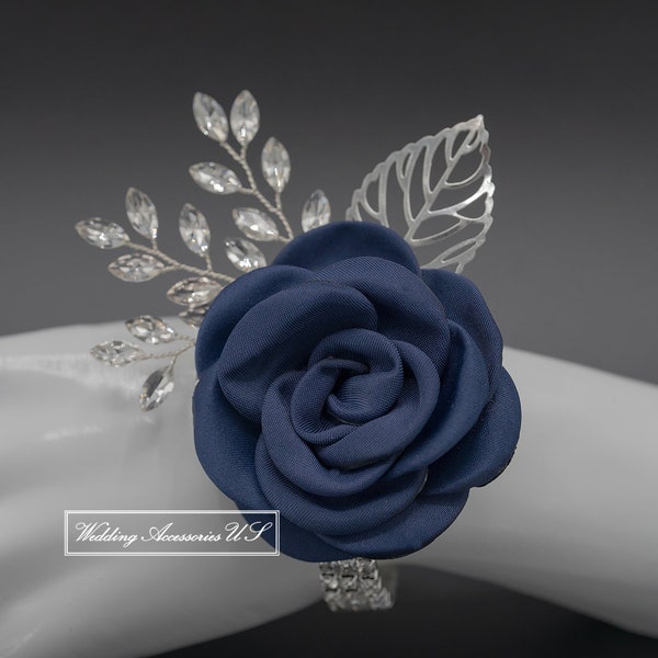 Navy Blue Corsage, Gold Corsage, Silver Corsage, Wedding corsage, Navy Blue Wedding, Prom Corsage