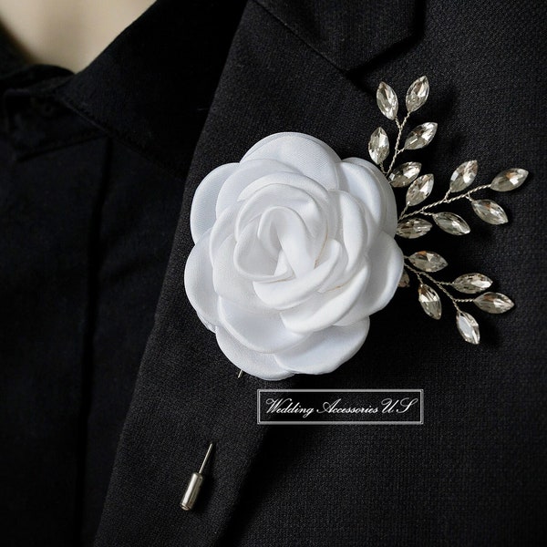 White Boutonniere, Wedding Boutonniere, Groom Groomsmen boutonniere, Rustic Boutonniere, Silver boutonniere ,Silver Wedding