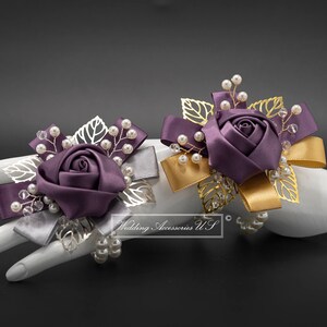 what color corsage for purple dress Amazon.com: 12 Pcs Purple Wrist Corsage and Boutonniere Set for Groom Groomsmen Bride Bridesmaids Wedding Party Prom Suit Artificial Peony Flowers Decor for Women Men Homecoming Ceremony Anniversary Formal Party: Home &