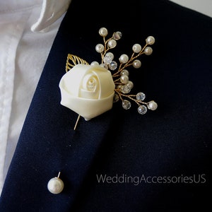 Gold Boutonniere Brooch Boutonniere Gold Wedding Grooms Pin Groomsmen Pins  Groom Pin Gold Boutonniere