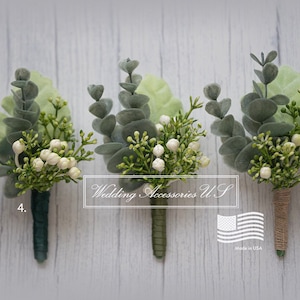 Eucalyptus Boutonniere, Greenery Boutonniere, Rustic Boutonniere for Wedding,  Wedding boutonniere for Groom, Artificial Boutonniere