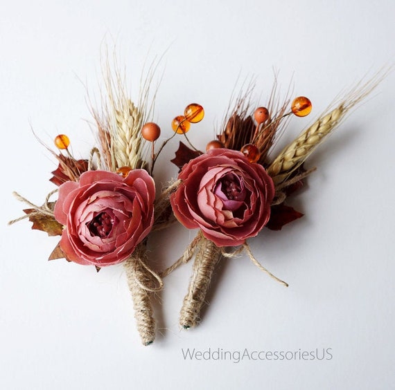 Boutonnieres Fall Wedding Men S Boutonniere Groom Etsy