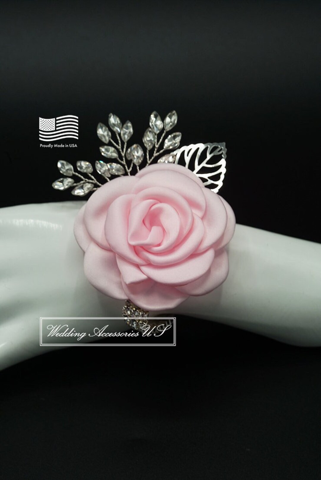 Blush Pink Corsage, Silver Corsage, Pink Corsage, Prom Wrist Corsage