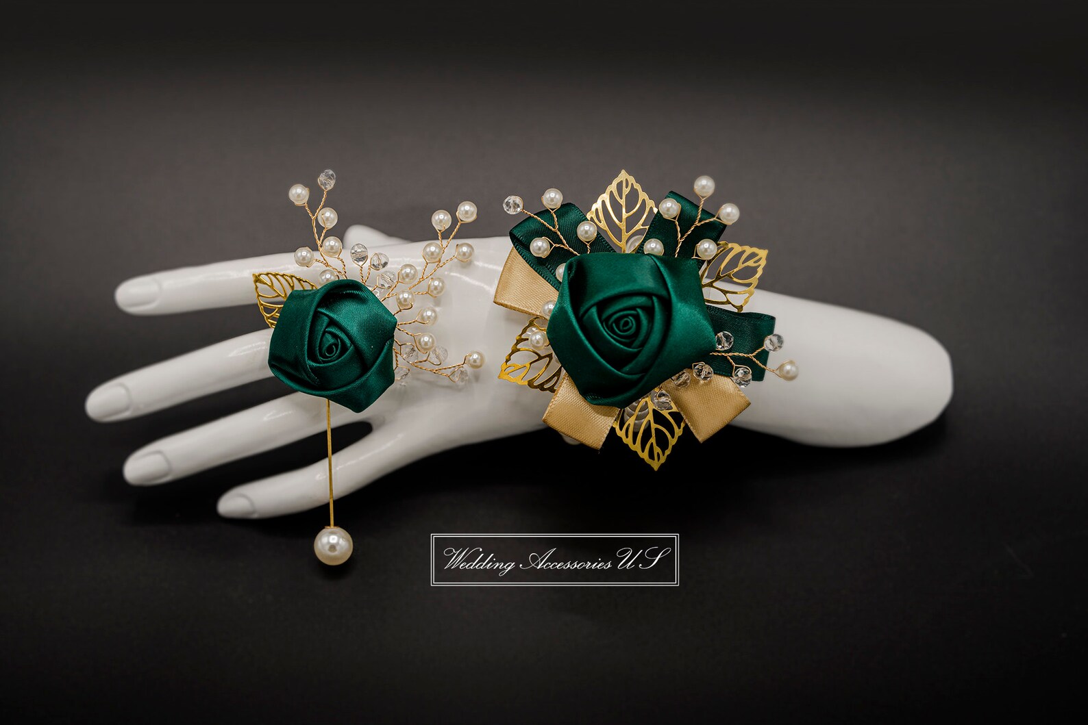 Emerald Boutonniere Green Boutonniere Gold Silver - Etsy