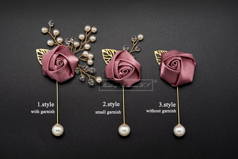 Mauve Boutonniere, Wedding Boutonniere, Pink Rose Boutonniere, Prom and Homecoming Boutonniere, Mauve image 1