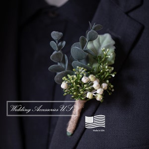 Sage Green Boutonniere, Sage Green Wedding, Grooms Boutonniere, Wedding