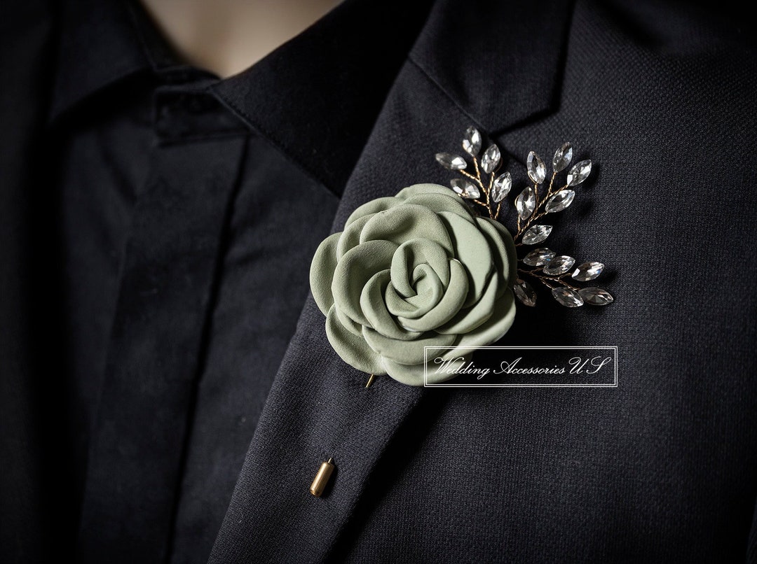Sage Green Boutonniere, Sage Green Wedding, Grooms Boutonniere, Wedding