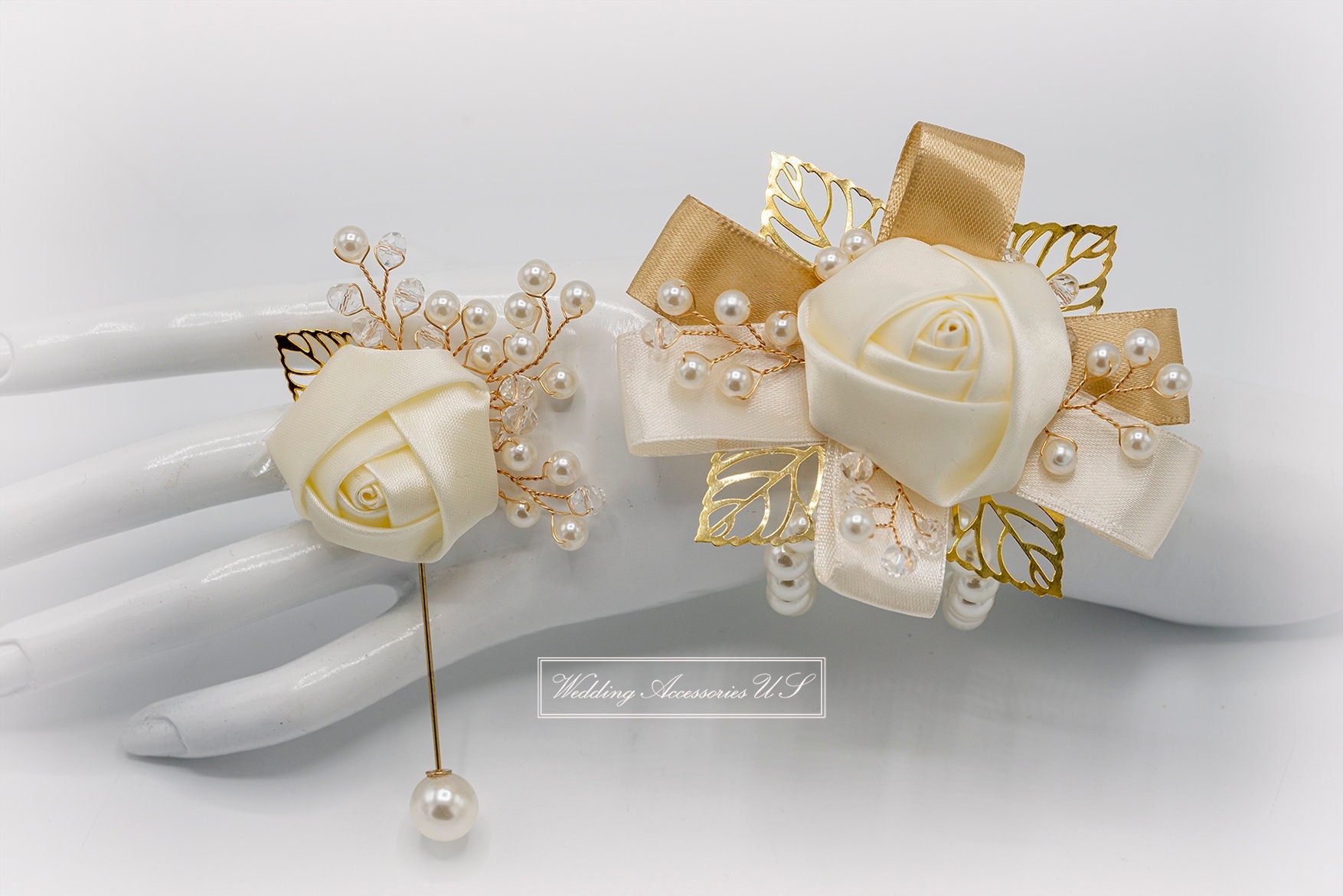 corsage for white and gold dress RORI DRESS IN GOLD | CULT MIA main image 1
