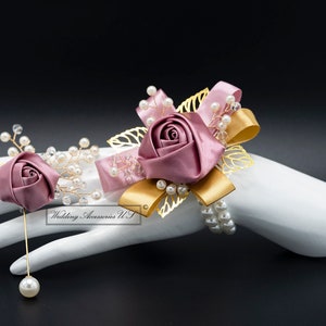 Mauve Boutonniere, Wedding Boutonniere, Pink Rose Boutonniere, Prom and Homecoming Boutonniere, Mauve image 4