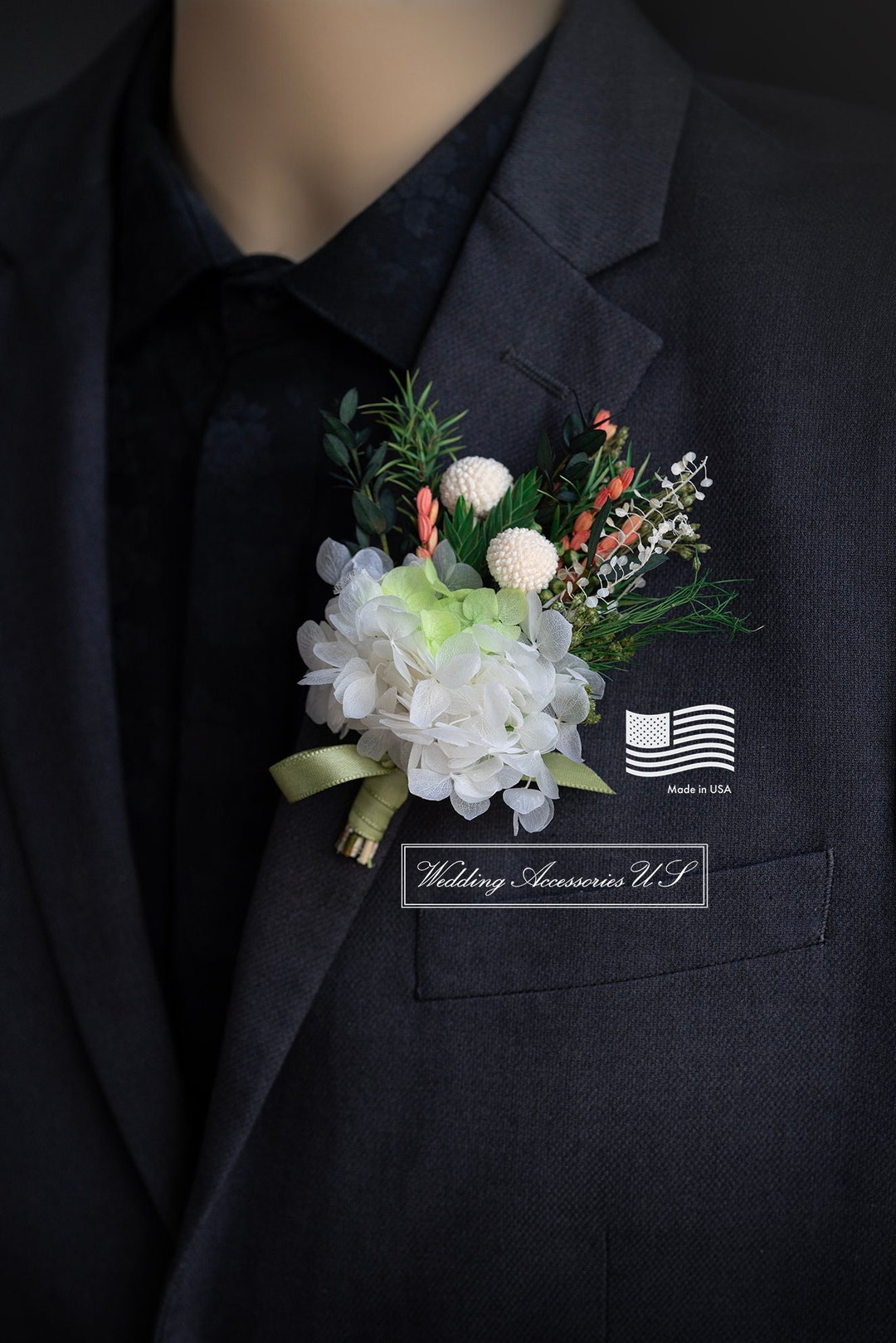 Sage Green Boutonniere, Sage Green Wedding, Grooms Boutonniere, Wedding